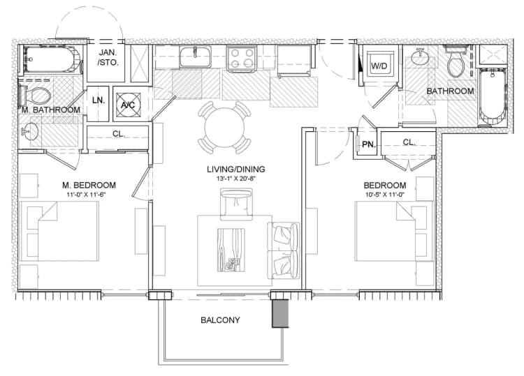 St. Petersburg apartments for rent - image - Delmar 745 - B3 Floorplan.jpg
